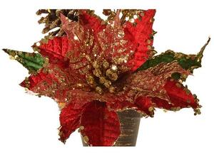 Aranżacja bożonarodzeniowa z różami, szyszkami i jarzębiną, 20 cm