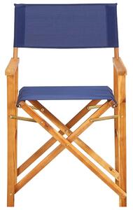Krzesło reżyserskie, lite drewno akacjowe, niebieskie