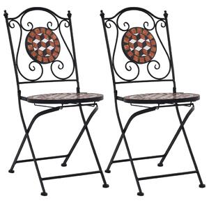 Mozaikowe krzesła bistro, 2 szt, brązowe, ceramiczne