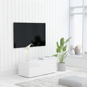 Szafka pod TV, biała, wysoki połysk, 80x34x30 cm