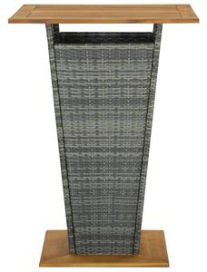 Stolik barowy, szary, 80x80x110 cm, rattan PE i lita akacja