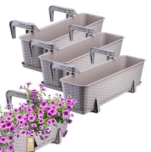 Skrzynka balkonowa z uchwytami Castro karmelowa 60 cm, 3 szt