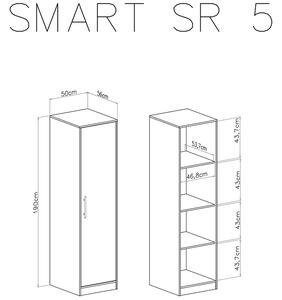 Jednodrzwiowa szafa Smart SR5 - biały lux / dąb sonoma