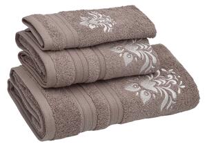 Podarunkowy zestaw ręczników ORCHIS, 3 szt Beżowy Zestaw (ręcznik 30x50cm, 50x100cm, 70x140cm)
