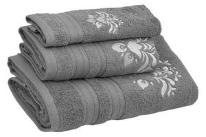 Podarunkowy zestaw ręczników ORCHIS, 3 szt Szary Zestaw (ręcznik 30x50cm, 50x100cm, 70x140cm)