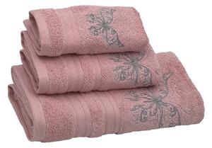 Podarunkowy zestaw ręczników BUTTERFLY, 3 szt Różowy Zestaw (ręcznik 30x50cm, 50x100cm, 70x140cm)