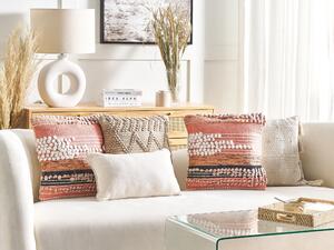 Boho poduszki dekoracyjne ozdoby bawełniane 45 x 45 cm pomarańczowe Deutzia Beliani