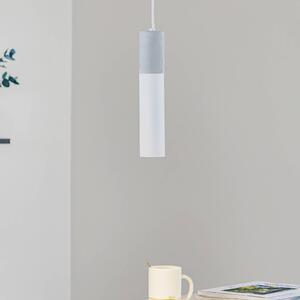 SOLLUX LIGHTING Lampa wisząca Tube, beton, biała, 1-punktowa