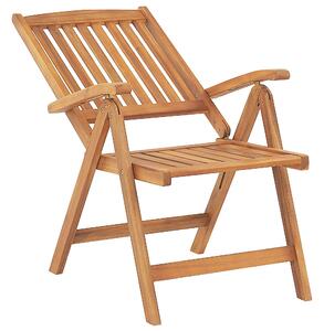 Rustykalny zestaw 6 krzeseł ogrodowych składane jasne drewno akacjowe z poduszkami grafitowymi Java Beliani