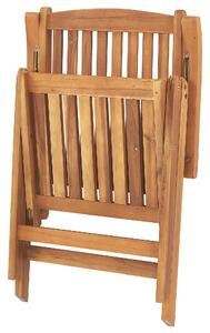 Zestaw mebli balkonowych drewno akacjowe stół 2 krzesła poduszki niebieskie JAVA Beliani