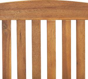 Rustykalny zestaw 2 krzeseł ogrodowych składane jasne drewno akacjowe z poduszkami beżowoszarymi Java Beliani