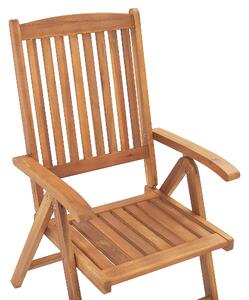 Rustykalny zestaw 6 krzeseł ogrodowych składane jasne drewno akacjowe z poduszkami grafitowymi Java Beliani
