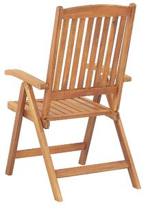 Rustykalny zestaw 2 krzeseł ogrodowych składane jasne drewno akacjowe z poduszkami kremowymi Java Beliani