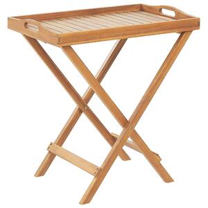 Zestaw mebli balkonowych drewno akacjowe stół 2 krzesła poduszki niebieskie JAVA Beliani