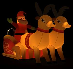 Dmuchana ozdoba świąteczna – Mikołaj i renifery z LED, 130 cm