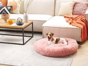 Legowisko dla psa poliester okrągłe poduszka pies kot miękkie różowe Kulu Beliani