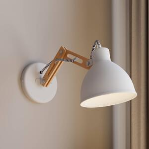 Euluna Lampa ścienna Skansen, drewniany ramienny regulowany, biały