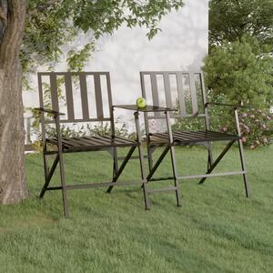 Składana ławka ogrodowa dla 2 osób, 137 cm, czarna, stalowa