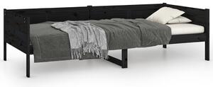 Łóżko dzienne, czarne, lite drewno sosnowe, 80x200 cm