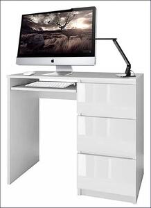 Nowoczesne biurko prawostronne Blanco 3X - biały połysk