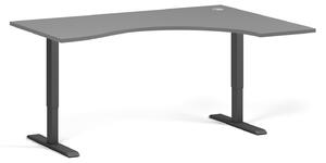 Ergonomiczne biurko z regulacją wysokości, 160x120 cm, 1 silnik, L/P, czarna podstawa, grafit