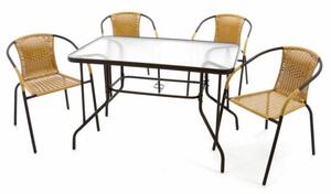 5-częściowy zestaw mebli ogrodowych,4 krzesła polirattan - stół szklany