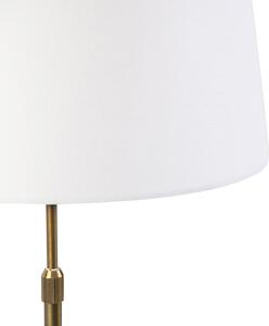 Lampa stołowa regulowana brąz klosz lniany biały 35cm - Parte Oswietlenie wewnetrzne