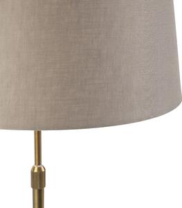 Lampa stołowa regulowana brąz klosz lniany szarobrązowy 35cm - Parte Oswietlenie wewnetrzne