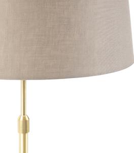 Lampa stołowa regulowana złota/mosiądz klosz szarobrązowy 35 cm - Parte Oswietlenie wewnetrzne