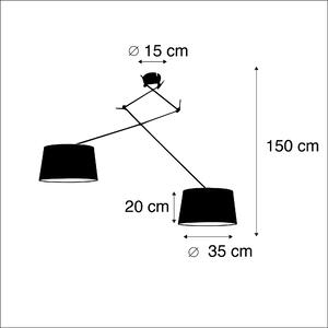 Lampa wisząca regulowana czarna klosz lniany szarobrązowy 35cm - Blitz II Oswietlenie wewnetrzne
