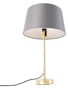 Lampa stołowa regulowana złota/mosiądz klosz szary 35cm - Parte Oswietlenie wewnetrzne