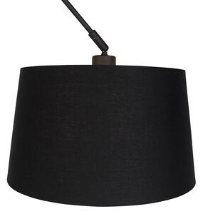 Lampa wisząca regulowana czarna klosz bawełniany czarno-złoty 35cm - Blitz I Oswietlenie wewnetrzne