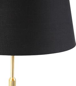 Lampa stołowa regulowana złota/mosiądz klosz bawełniany czarny 32cm - Parte Oswietlenie wewnetrzne