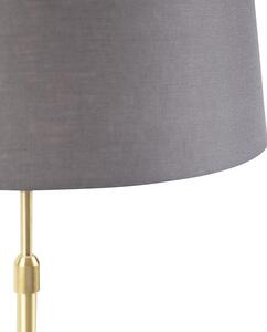 Lampa stołowa regulowana złota/mosiądz klosz szary 35cm - Parte Oswietlenie wewnetrzne
