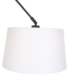 Lampa wisząca regulowana czarna klosz lniany biały 35cm - Blitz I Oswietlenie wewnetrzne