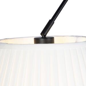 Lampa wisząca regulowana czarna klosz plisowany kremowy 35cm - Blitz II Oswietlenie wewnetrzne