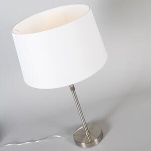 Lampa stołowa regulowana stal klosz biały 35cm - Parte Oswietlenie wewnetrzne