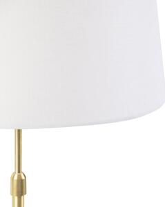 Lampa stołowa regulowana złota/mosiądz klosz biały 35cm - Parte Oswietlenie wewnetrzne