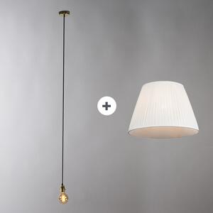 Lampa wisząca Retro klosz plisowany kremowy 45cm - Plisse Oswietlenie wewnetrzne