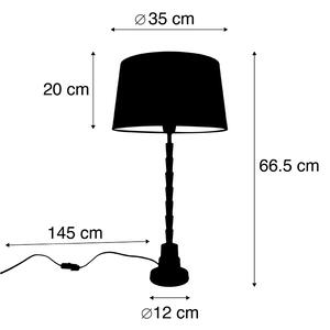 Lampa stołowa art deco brąz klosz bawełniany czarny 35cm - Pisos Oswietlenie wewnetrzne
