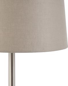 Lampa stołowa stal klosz szarobrązowy 32cm - Simplo Oswietlenie wewnetrzne