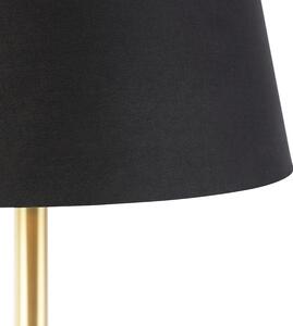 Lampa stołowa mosiądz klosz czarno-złoty 32cm - Simplo Oswietlenie wewnetrzne
