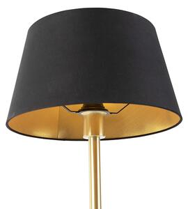 Lampa stołowa mosiądz klosz czarno-złoty 32cm - Simplo Oswietlenie wewnetrzne