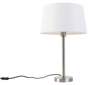 Lampa stołowa stal klosz biały 32cm - Simplo Oswietlenie wewnetrzne