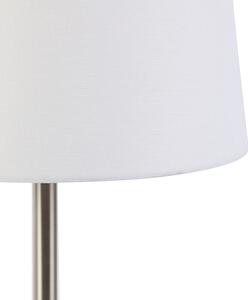 Lampa stołowa stal klosz biały 32cm - Simplo Oswietlenie wewnetrzne