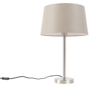 Lampa stołowa stal klosz szarobrązowy 32cm - Simplo Oswietlenie wewnetrzne