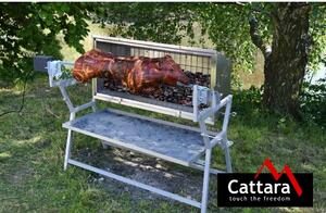 Cattara Grill na węgiel drzewny z rożnem elektrycznym Piglet, 138 x 96 x 62 cm