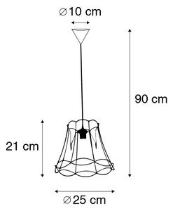 Lampa wisząca Retro czarna 25cm - Granny Frame Oswietlenie wewnetrzne