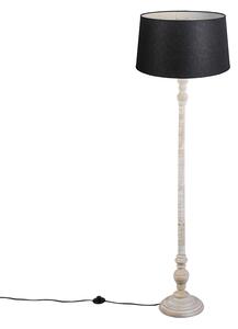 Klasyczna lampa podłogowa szara klosz lniany czarny 45cm - Classico Oswietlenie wewnetrzne