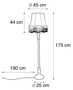 Klasyczna lampa podłogowa szara klosz Granny kremowy 45cm - Classico Oswietlenie wewnetrzne